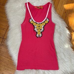 Tory Burch Desert Bloom Beaded Tank Top